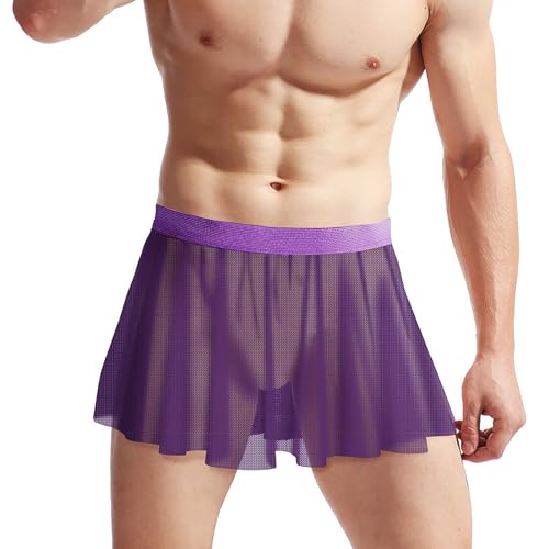 NICEYEA Herren sexy offene Schrittboxershorts Sissy Dessous Partyboxershorts Männer Schwule Unterwäsche Mesh-Boxerclub-Outfit Schwarz