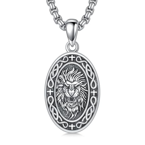 Collier lion en argent 925, le cadeau idéal avec nœud celtique pour mari