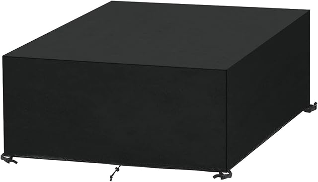 SanGlory Garden Furniture Covers Waterproof Rectangular Patio Furniture Cover Heavy Duty Patio Table Covers Square Windproof, Anti-UV Outdoor Rattan Furniture Cover (250 x 250 x 90cm)