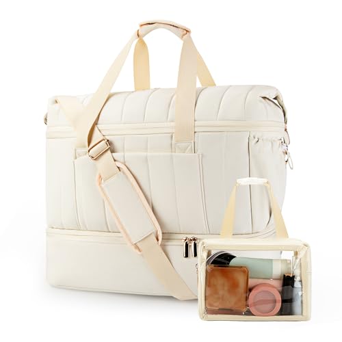 Travel Duffle Bag Weekender Bags for Women with Shoes Compartment Personal Item Travel Bag with Clear Toiletry Bag Overnight Gym Bag with Wet Pocket Hospital Bags for Labor and Delivery