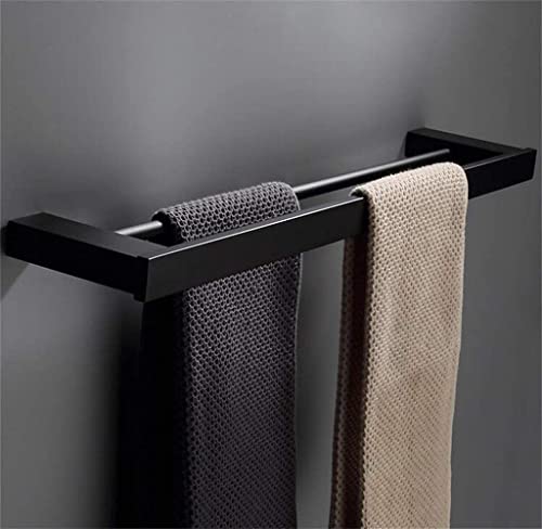 Porte-serviettes double pôle noir support mural de bain - 5