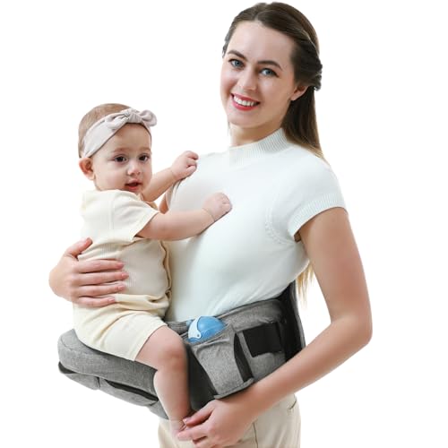 Image of Baby Hip Carrier-Hip Carrier for Baby, Ergonomic Baby Carrier with Hip Seat, Baby Hip Seat Carrier with Adjustable Waistband & Multiple Pockets, Hip Carrier for Toddlers & Newborns up to 45lbs