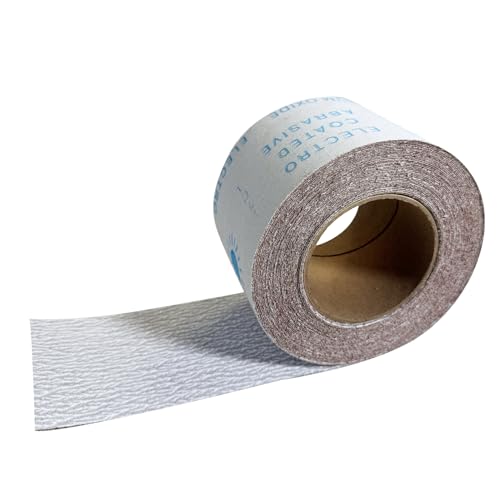 Gzkty Rollo De Papel De Lija De Grano 320, Óxido De Aluminio Revestido Blanco, 93 Mm X 12,5 M, Para Lijado Fino En Madera, Metal, Barniz De Mano