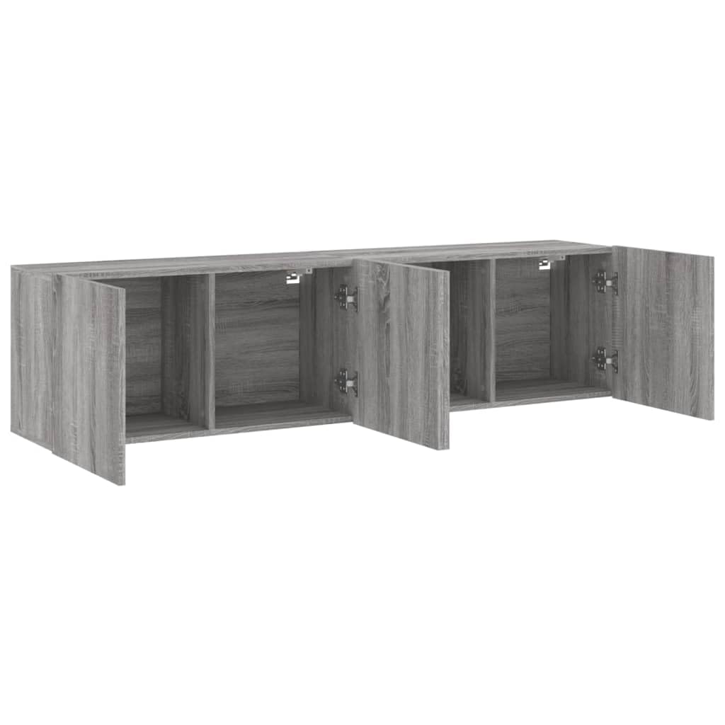 Hothingwell Meble ścienne do telewizora 2 szt. Sonoma szare 80x30x41 cm | Trwałe drewno konstrukcyjne, duża przestrzeń do przechowywania, konstrukcja ścienna, do odtwarzaczy DVD i odbiorników