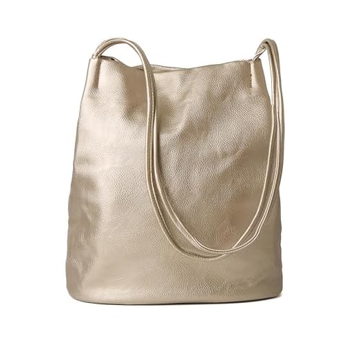 Woodland Leathers Borse a mano Hobo a secchiello da donna in pelle vegana di medie dimensioni - Elegante borsa nera con cinghie lunghe, borse eleganti da donna firmate elegantemente spaziose (Oro)