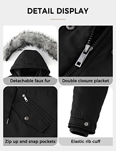 Soularge Women's Plus Size Winter Insulated Parka Coat with Faux Fur Hood4