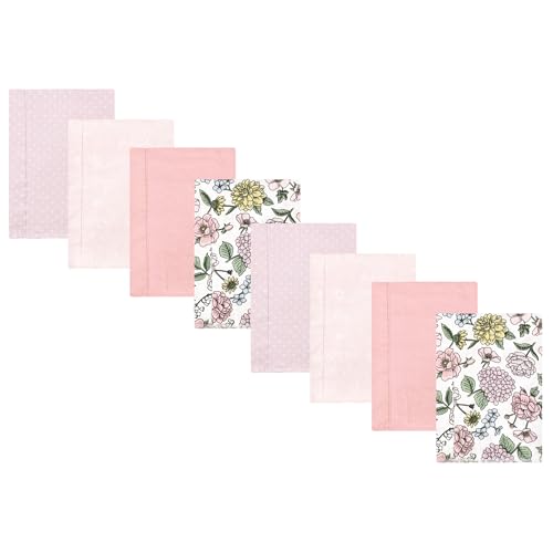 Image of Hudson Baby Cotton Poly Flannel Burp Cloths Multipack, Vintage Blossom 8-Pack, One Size