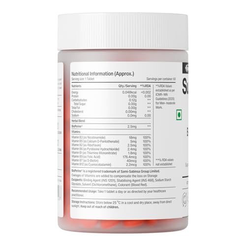 Image of Alpino SuperONE Active B-Complex Tablets | Vitamin B Complex Supplement with B12, B6, Biotin & BioPerine | Energy, Nerve & Skin Support | 60 Tablets