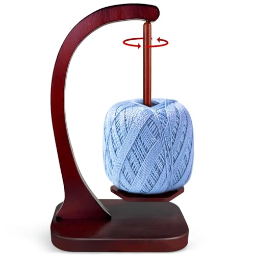 Image of Wooden Yarn Holder for Crocheting,Magnetic Wooden Yarn Holder with Anti-Slip Pads,Crochet Gift for Knitting Lovers