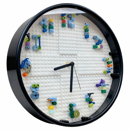 Kids Bedroom Wall Clock Creative Analog DIY Building Blocks Clock for Boys
