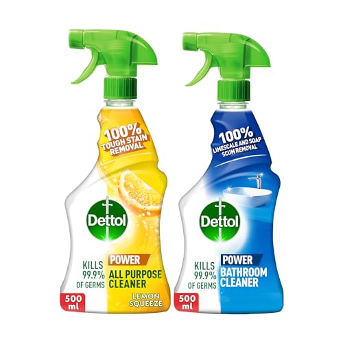 Dettol All Purpose Cleaner Spray Bottle Lemon Scent & Dettol Original Bathroom Cleaner Spray Bottle 500 ml x 2