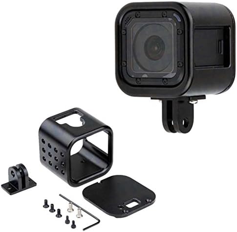 CNC Aluminum Alloy Housing Sport Camera Shell Box Frame Mount Prevent Overheating Case for GoPro Hero 5 Session/Hero 4 Session(Black)