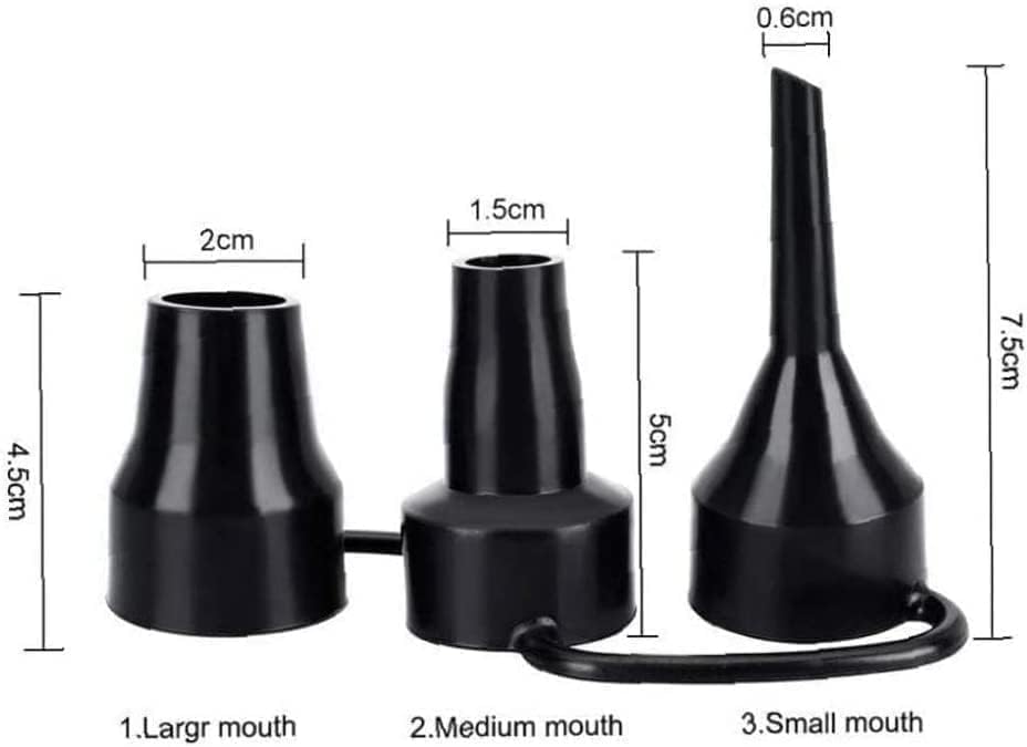 Black Air Pump Replacement Nozzles, Plastic Pump Nozzles, 3 Sizes Inflatable Pump Nozzles Head, Air Pump Inflator Adaptor Accessory for Partial Air Bed, Air Mattress Accessories, Inflatable Bed Pumps
