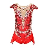 Zagitova Maillots De Gimnasia Rítmica For Competición, Maillots De Cuello Redondo For Niñas, Uniforme Brillante For Equipo.(4XL)