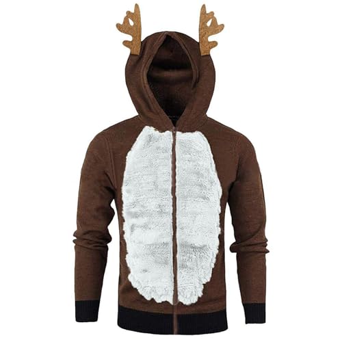 Mymyguoe Herren Hoodie Rentier Weihnachten Teddy Fleece...