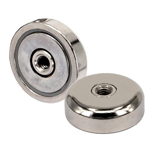 Aimant en pot en néodyme avec filetage - Extra puissant - Diamètre 25 mm - Force de traction 22 kg - Aimant grappin rond avec filetage intérieur M5 - 1 aimant Cover