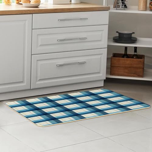 Alfombrillas de cocina para pasillo y cuarto de lavado con cuadros 7