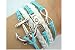 ArRord Fashion Vintage Love Nautical Anchor Silver Infinity Bracelet White Leather Skyblue Rope