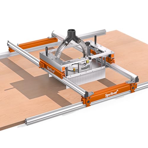 SpeTool Xpert Router Sled for Flattening Slabs with Continuous Height Adjustment & Dust Collection, Easy-to-install 3-Axis Aluminum Slab Flattening Jig, Spoilboard Slab Flattening Mill for Woodworking