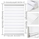 QiBoYuYe Day Night Blind Zebra Roller Blinds Blackout Window Curtain For Bedroom Door Windows Aluminium Cassette Translucent Vision Curtains (White Width 60cm X Height 150 cm) - Image 3