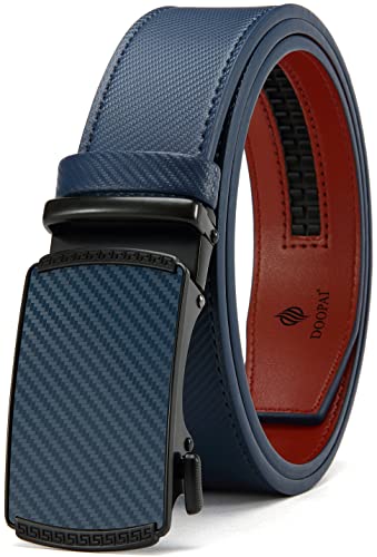Image of DOOPAI Men's Leather Ratchet Belt, 1 3 /8 inch Wide, Cut-to-Fit | 1 /5 inch micro-adjust fit, trim-to-fit leather strap and smooth auto-lock buckle for dress, business, jeans and gift-ready wear