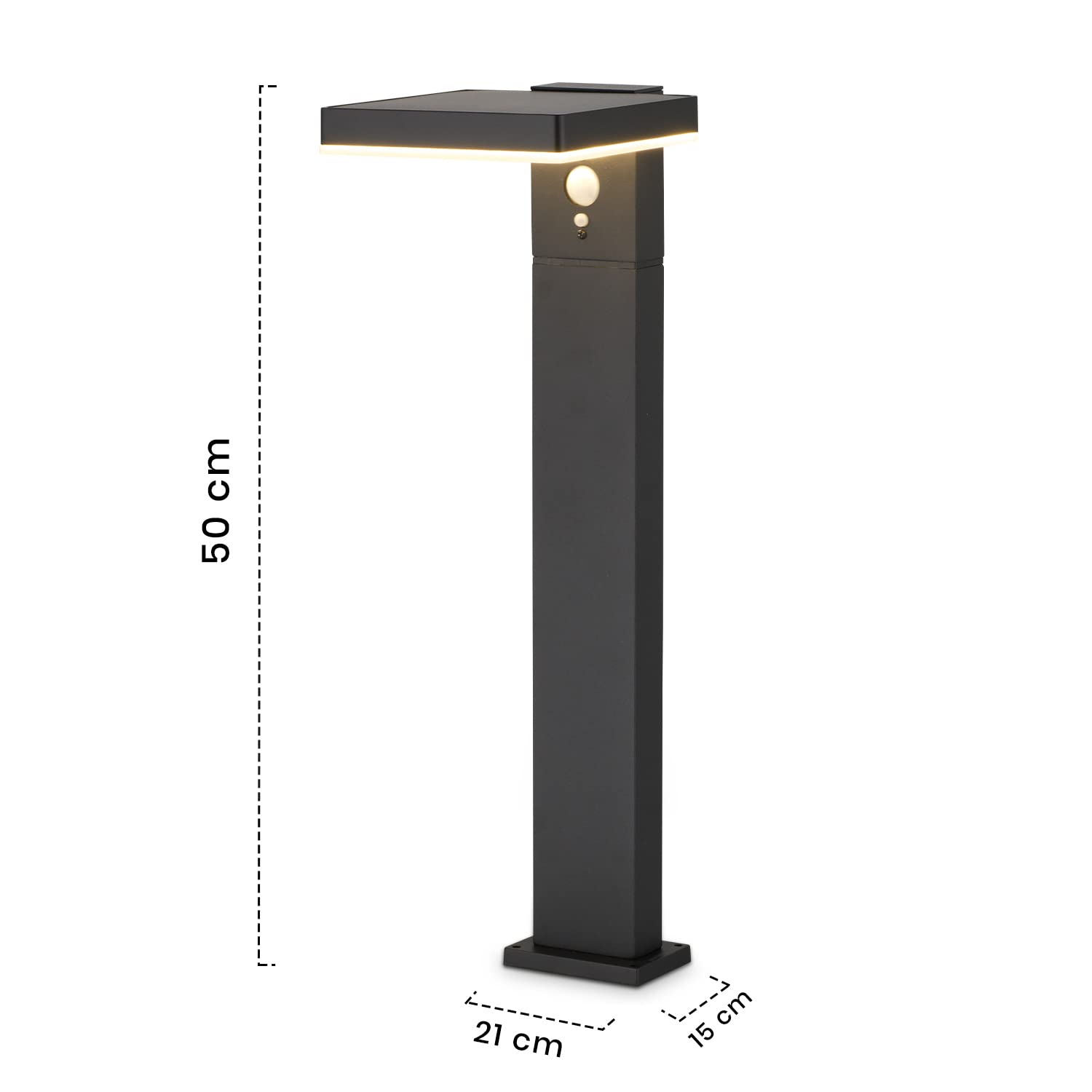 MaxxGarden Zewnętrzna lampa solarna - Oświetlenie zewnętrzne trawnika - Oświetlenie zewnętrzne z czujnikiem - LED zewnętrzne światło słoneczne - 50cm