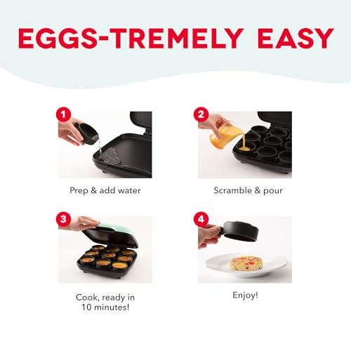 Image of Dash Sous Vide Style Family Size Egg Bite Maker for Breakfast Bites, Sandwiches, Healthy Snacks or Desserts, Keto & Paleo Friendly (9 Servings), Red, 9 Egg Bites