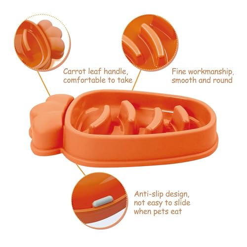 Image of Durable Slow Feeder Bowl for Dogs| Anti-Choke Non-Slip Pet Feeding Base and Easy to Clean| Dish Promotes Healthy Eating| Reduces Bloating and Digestive Issues (Orange)