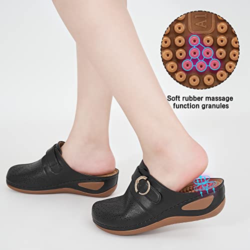 Alicegana Mules For Women Casual Summer Clog With Arch Support Shoes Slip On Sandals Comfy Wedge Shoes #TOP4