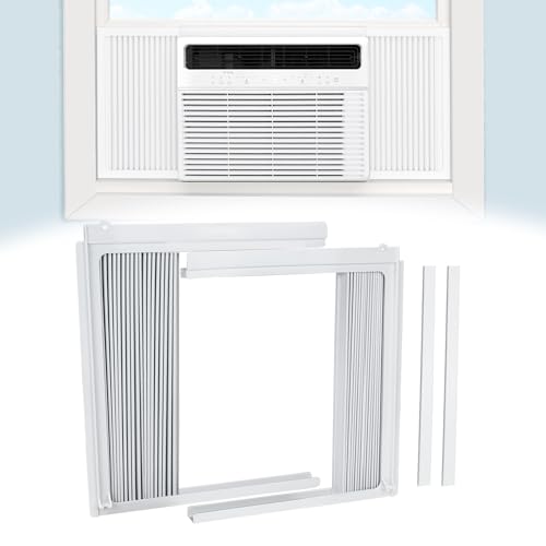 Air Jade Window Air Conditioner Side Panels, AC Side Panels with Frame for Most 8,000 Btu Window Units, Room Air Conditioner Accordion Filler Curtain Replacement Kit