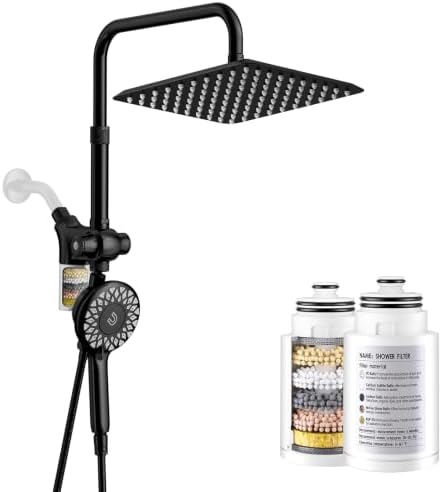 SINGSUO Filtered Rain Shower Head with Handheld Spray Combo (Black) & SINGSUO 2-Pack KDF Shower Head Filter Replacement Cartridge image 4