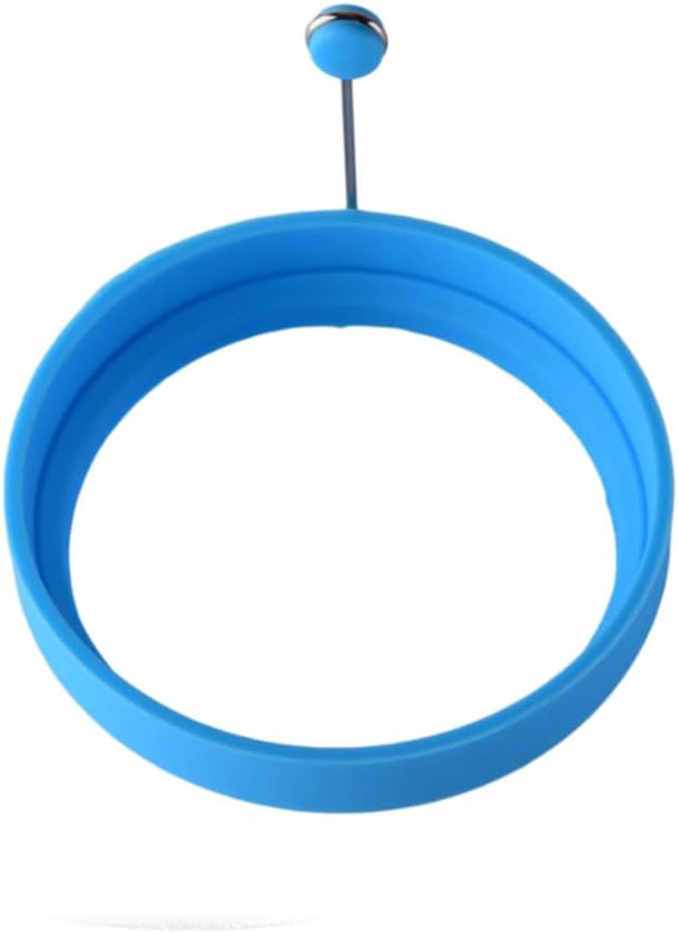 4 Pack Silicone Egg Rings, Non Stick Fried Egg Rings Cooking Rings Pancake Mould with Handle for Cooking Eggs, Pancakes, Crumpets, Muffins (Blue)