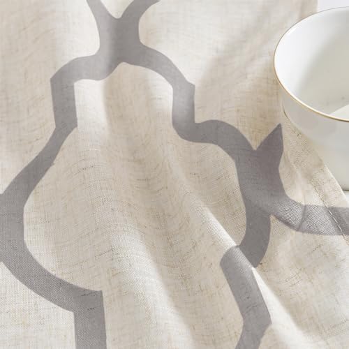 Jinchan MRCAGM-B2645P2C01N Linen Tier Curtains For Kitchen Moroccan Tile Printed Cafe Curtains Grey Geometric Lattice Modern Farmhouse Short Window Curtains Country Rustic Voile For Bathroom Rv 2 Panels Grey thumb #5