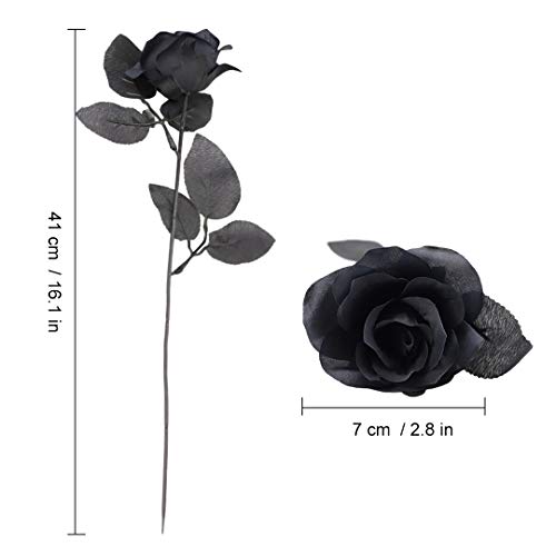 Tuzazo 10Pcs Black Roses Artificial Flowers, Single Stem Fake Silk Flowers Bridal Wedding Bouquet, Realistic Blossom Flora For Home Garden Party Hotel Office Halloween Decorations (Black) #TOP1