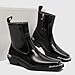 ENOEGMSD Men's Leather Chunky Heel Chelsea Boots Fashion Metal Decoration Square Toe Side Zip Dress Boots Comfortable Business Casual Ankle Boots (Black,12)