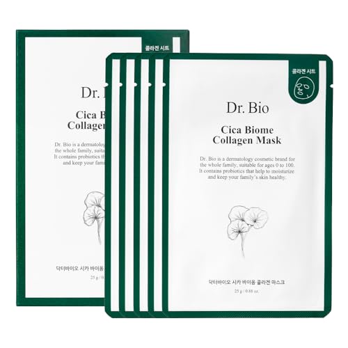 【公式】Dr. Bio シカバイオームコラーゲンシートマスク 5枚入|保湿・うるおいケア・コラーゲン配合|敏感肌・肌荒れケア・フェイスパック
