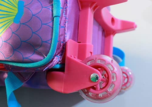 Mochila Escolar Infantil Menina Sereia Rodinha Costas Lancheira Estojo 3d Alto Relevo