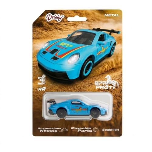 Image of 1:64 Scale Blue Die Cast Metal Sports Car Model Toy Premium Collectible Miniature Replica with Realistic Detailing, Smooth Free Rolling Wheels for Display, Collection and Gift