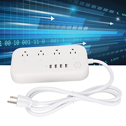 Luqeeg Protector eléctrico Smart Plug con 4 tomas controladas individualmente, 4 puertos USB y control remoto WiFi, material ABS miniatura 4