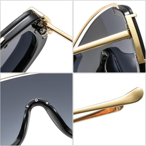 Lunettes de soleil design monobloc finitions rivets géométriques - 4