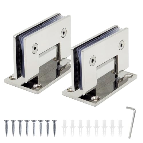 Cokritsm 2PCS Bisagra de Puerta de Cristal para Puerta de Ducha de 8 mm a 12mm Herrajes para Puerta, 90 Grados Herrajes de Puerta, Bisagra de Pinza, Abrazadera Ajustable para Puerta de Vitrina
