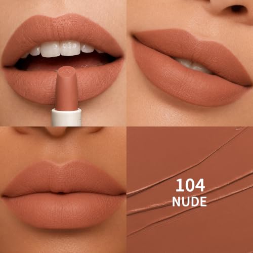 Image of FOCALLURE Matte Lipstick - Hydrating, Non-Drying, Full Coverage Nude 104