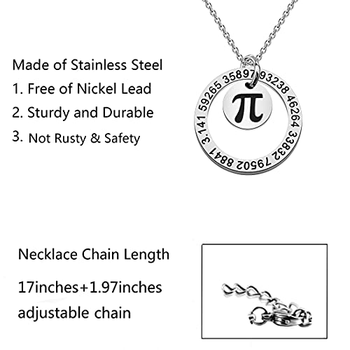Collar Pi de plata con colgante matemático FUSTMW talla grande 2