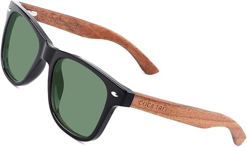 Gafas de sol de madera polarizadas con espejo HD para hombres y mujeres, protección UV, conducción clásica retro