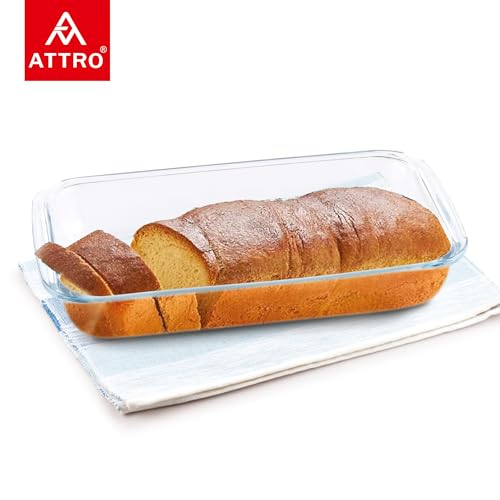 Image of ATTRO Glassox Borosilicate Rectangle Glass Baking Dish Micorwave Oven Safe Freezer Safe Baking Tray Serving Dish Bakeware- 3000ml