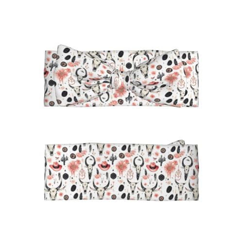 Vintage Cowboy Skull Print Baby Girl Bows Headbands Baby Girls Newborn Headbands Infant Toddlers 0-6 Months2
