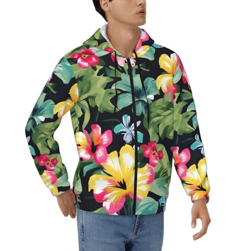 Sweat à capuche décontracté EdWal veste zippée homme veste légère motif hawaïen