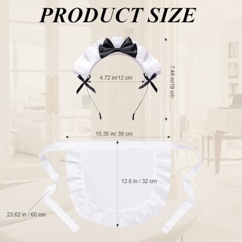 SwirlColor Kids Aprons for Cooking, Waist Pleated Lace White Apron Retro Multiuse Kids Apron for Kitchen Costume Party, with a Headband for Girls Aged 7-10 - Image 5