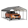 12 x 20 FT Metal Carport, Heavy Duty Galvanized Outdoor Car Shelter, All-Weather Protection for Car, Boat, Truck and SUVs, Black
