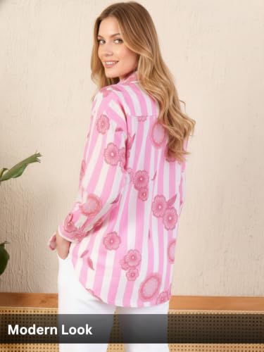 Image of Leriya Fashion Tops for Woman | Casual Top for Women Stylish Western Outfit | Collared Button Shirt for Women Oversized | Girls Professional Shirt for Office and Daily Outfit